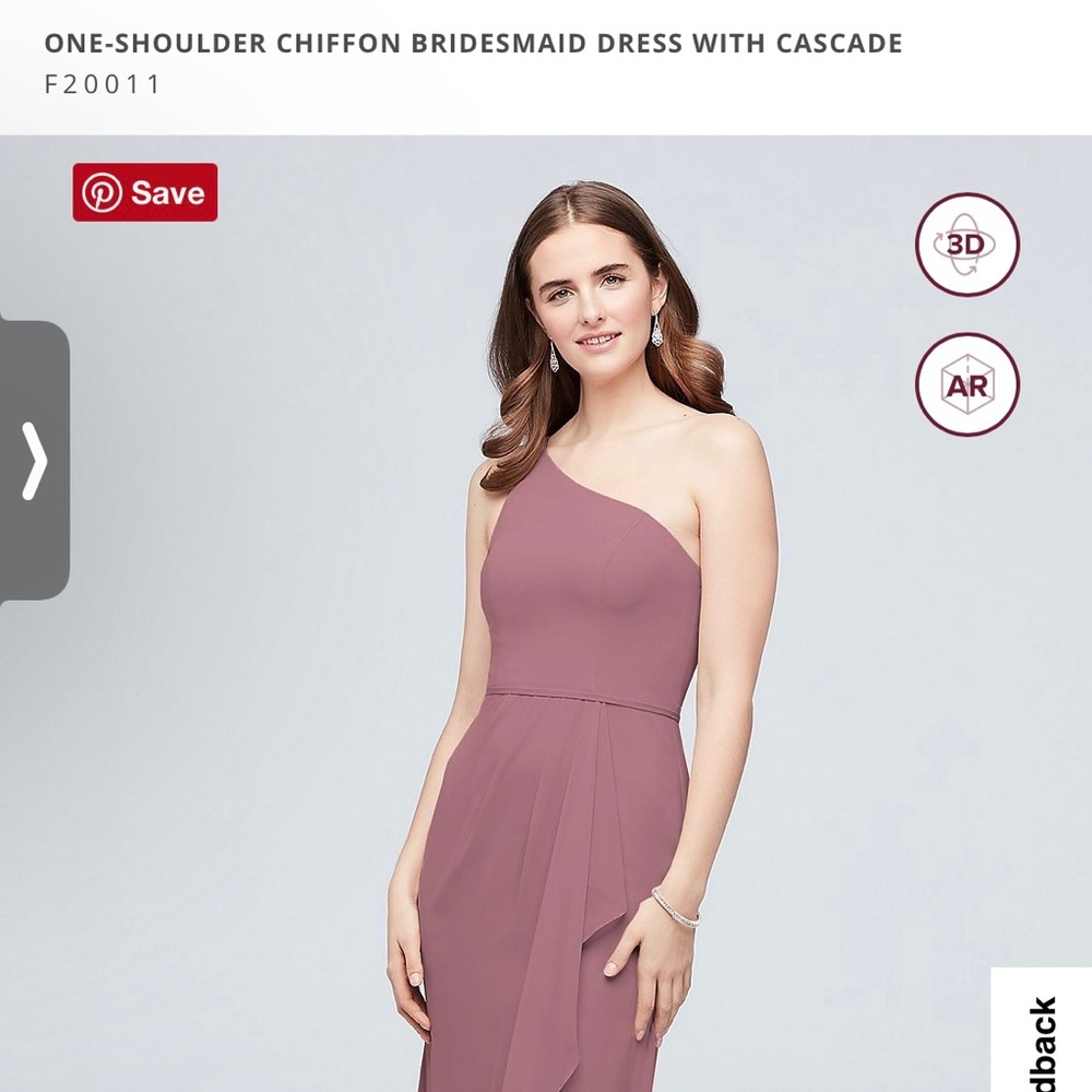 David’s Bridal One Shoulder Chiffon Cascade Bridesmaid Dress quartz 10 Long